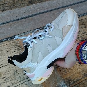 P448 Luke leather platform chunky color block sneakers women's 7